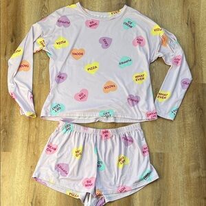 Dream Cafe ⭐️ Colorful Heart Print Women’s Pajamas Size M